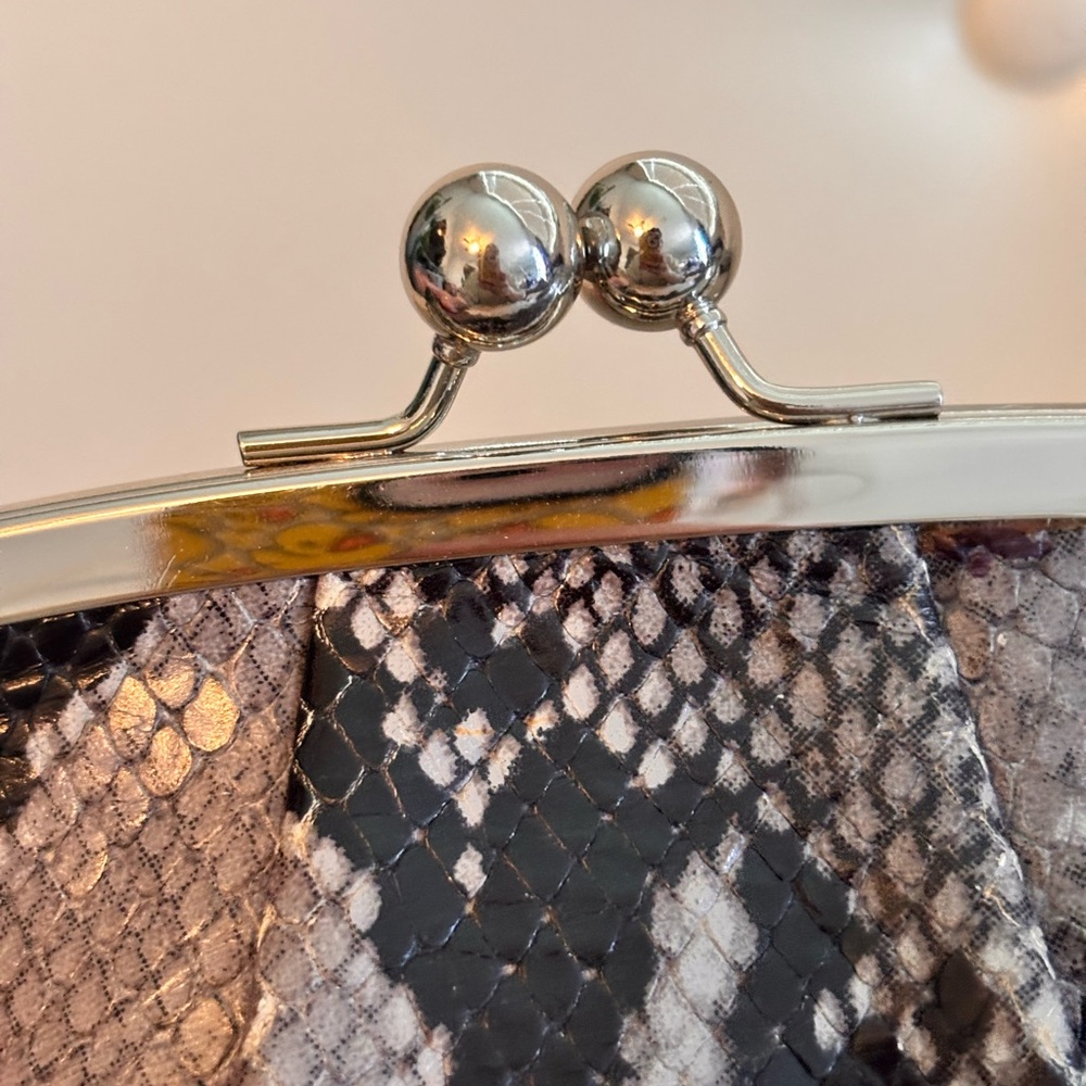 COACH Black and Gray Python Printed Leather Frame… - image 4